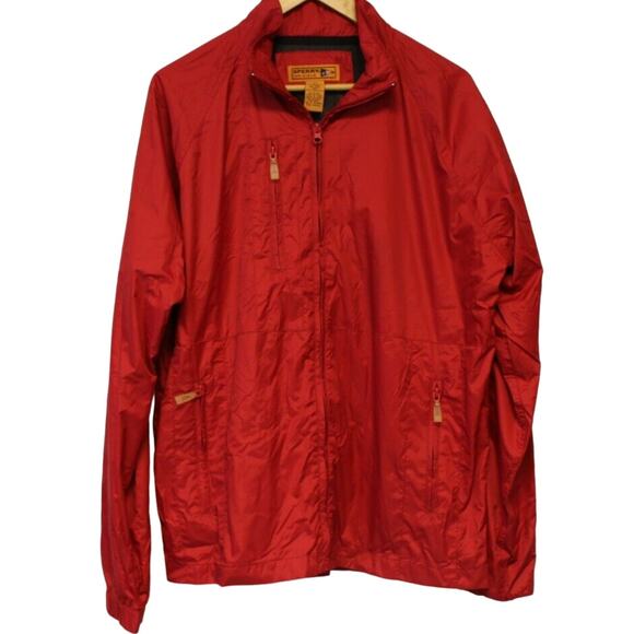 Sperry Top Sider Windbreaker Men’s Medium Red Full Zip Water Resistant Jacket - Picture 1 of 7